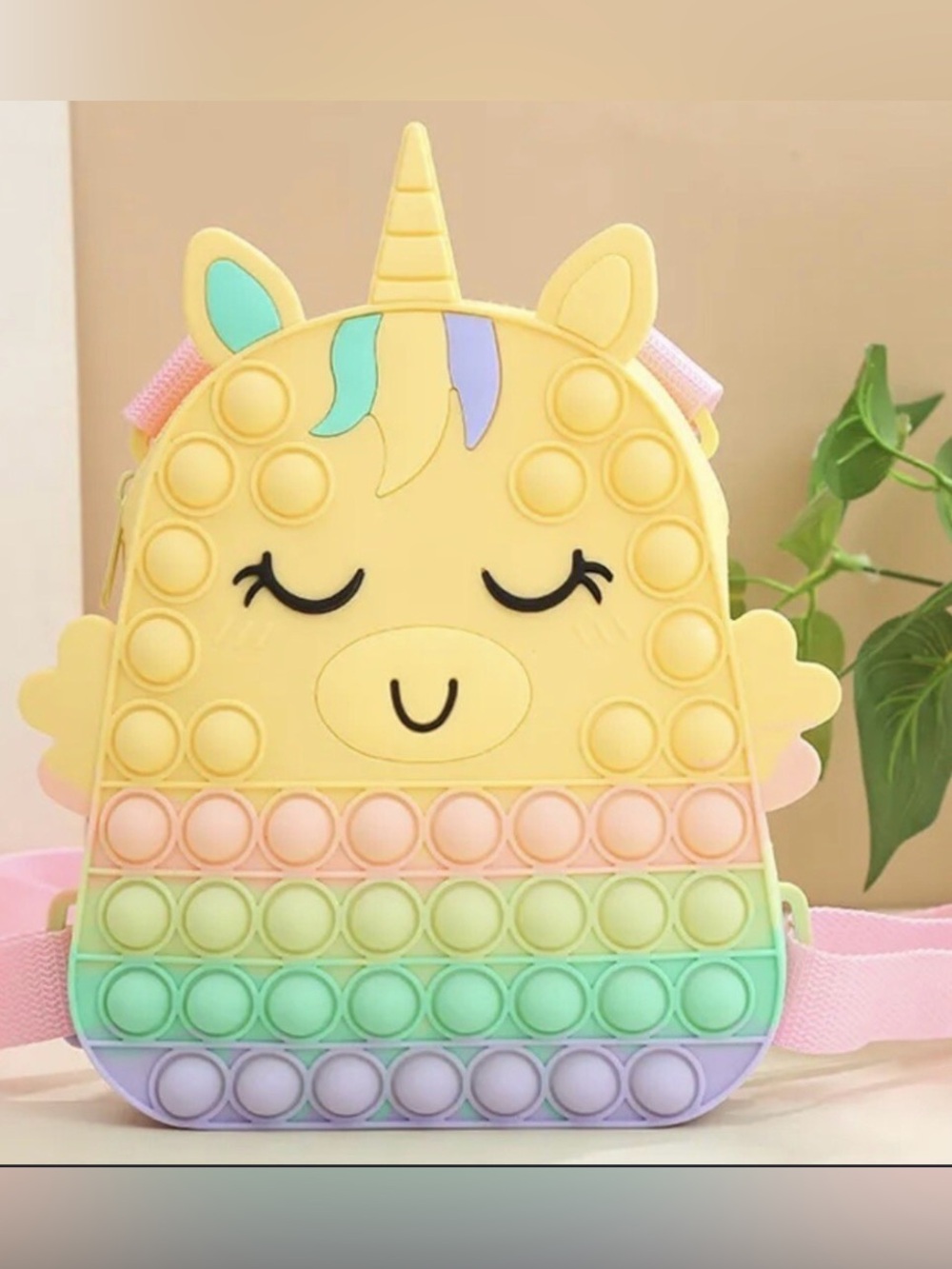 Lola + The Boys 🌈 🦄 Yellow Unicorn Pop-It Kids Backpack Pastel Rainbow Sensory